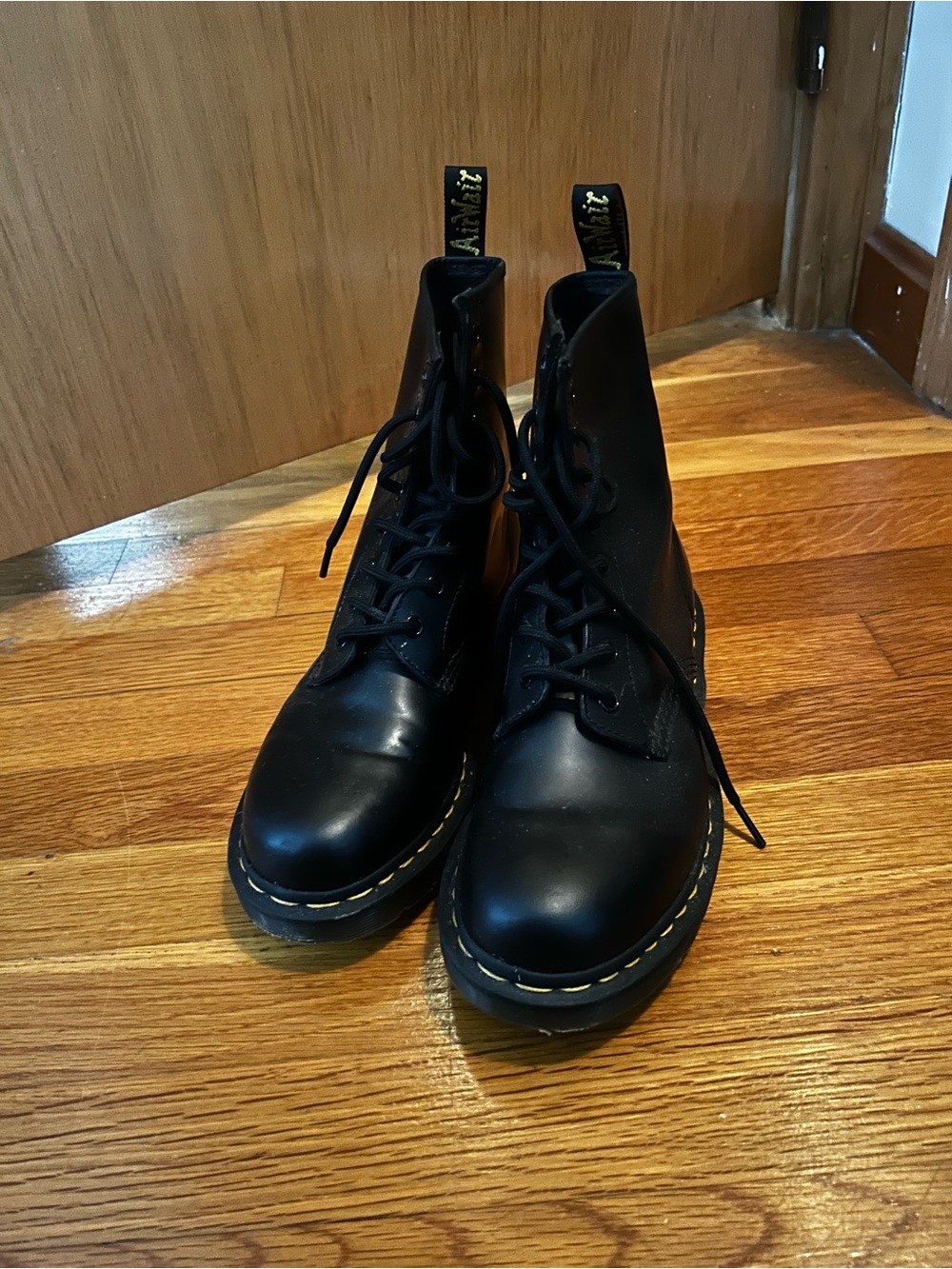 Dr. Martens Black Smooth Leather 8-Eye Lace-Up Boots